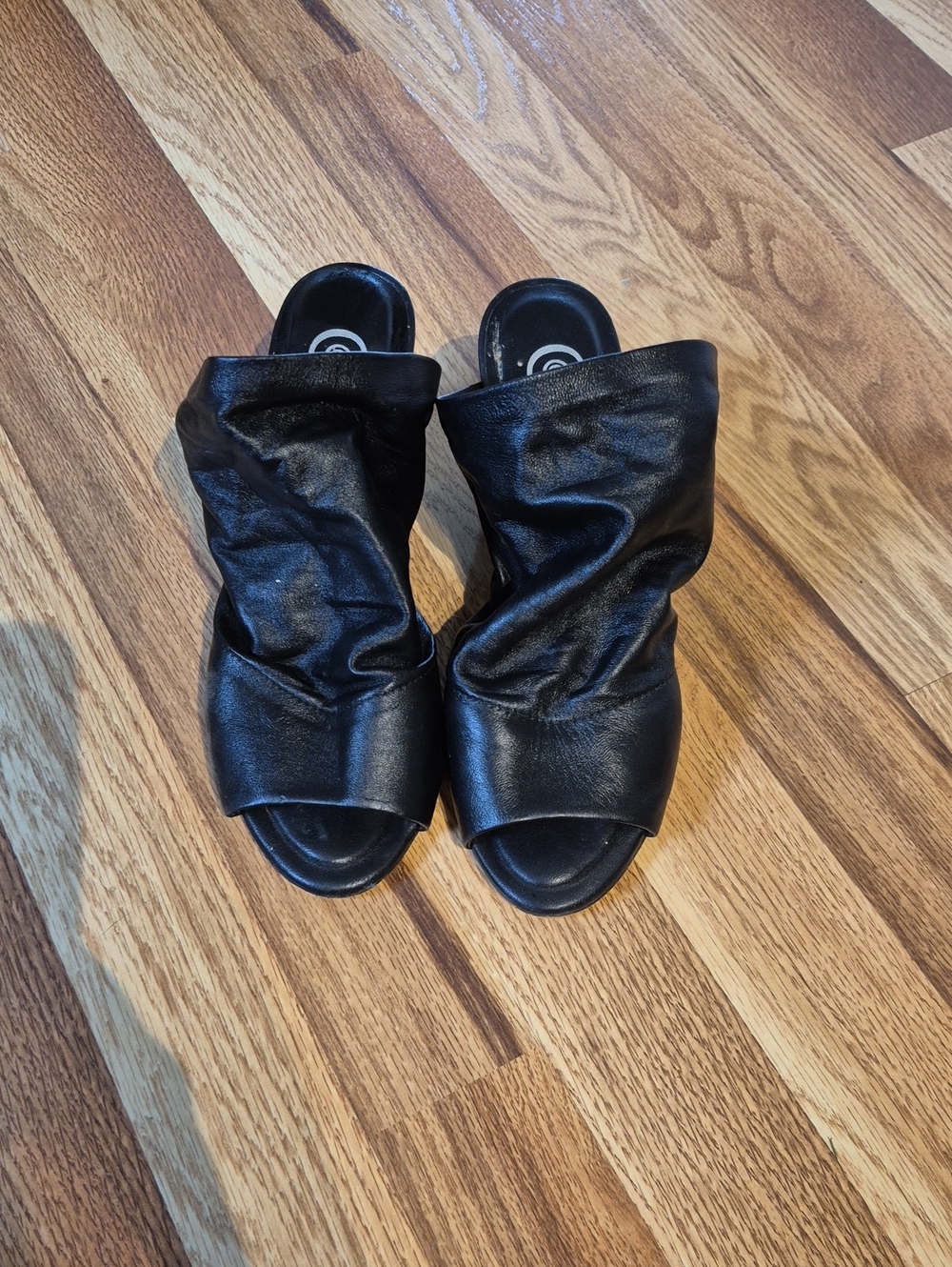 Ruched Black Slide Mules - Women's Easy Slip-On